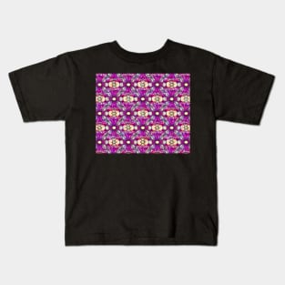 Purple Aesthetic Repeating Watercolor Floral Pattern Kids T-Shirt